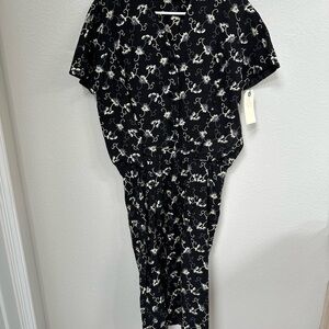 1940’s Black and White Floral Embroidered Dress